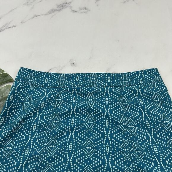 Rip Skirt Womens Wrap Size L Teal Blue Geometric Print Short Stretch Mini - Picture 8 of 10